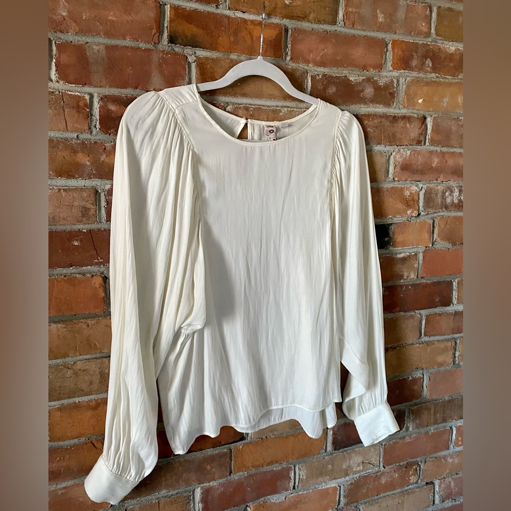 ANTHROPOLOGIE DOLAN left coast hewson top ivory blouse balloon sleeves medium - Picture 9 of 11